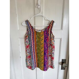 Vintage Express striped floral silk top size xs